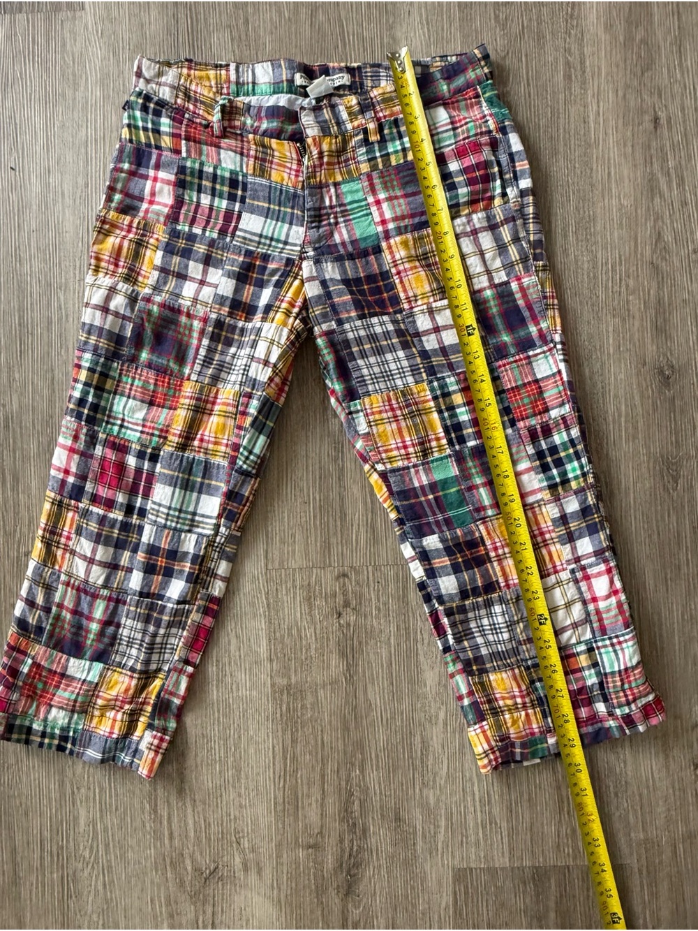 Vintage Polo Jeans Co Ralph Lauren Madras Patchwork Capri Pants Size 8 - Picture 9 of 10